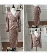 NWT Dress Forum Work To Weekend Leopard Satin Wrap Skirt Blouse M - €52,52 EUR