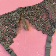 Victoria&#39;s Secret Designer Collection XS/S garter Belt GREEN EMBROIDER E... - $49.49