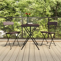 Folding Bistro Chairs 2 pcs Brown Poly Rattan and Steel - £48.80 GBP