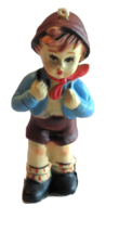 Vintage Plastic Christmas Ornament Santa Outfit Boy with Backpack Bandan... - $141.66 MXN