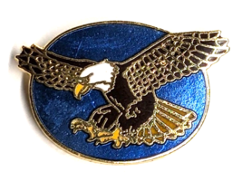 Soaring Bald Eagle Pin Blue Oval Background Patriotic Bird Symbol Americ... - €11,05 EUR