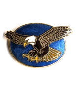 Soaring Bald Eagle Pin Blue Oval Background Patriotic Bird Symbol Americ... - €11,05 EUR