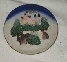 Cute Vintage Mini Plate Wedgewood Look Dogs Wolves Castle 4.25&quot; - $9.99