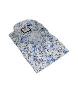 Men&#39;s Shirt By CASILA Turkey Cotton Blend Long Sleeves 501680-01 Blue Fl... - $39.99