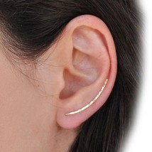 925 Silver Grillz Piercing Earrings Jewelry Ear Cuff Charm Handmade Hammered Gol - £20.54 GBP