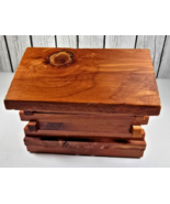 Cedar Log Cabin Coin Bank Vintage Rustic Wood Piggy Bank 6.5&quot; Collectibl... - $15.84
