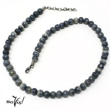 Vintage Single Strand Blue Grey 1/4&quot; Beads Adjustable 18&quot; to 21&quot; Long - Hey Viv - £14.07 GBP