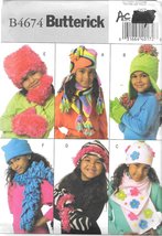 Butterick Sewing Pattern B4674 One Size, Children's/Girls', Scarves and Mittens - $4.83