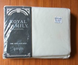 New Vintage CANNON ROYAL FAMILY Sequences II King Flat Sheet Beige NOS U... - £15.10 GBP