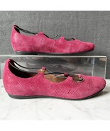 Earthies Essem Burgundy Suede Reptile Print Leather Ballet Flats-Women&#39;s... - $37.95