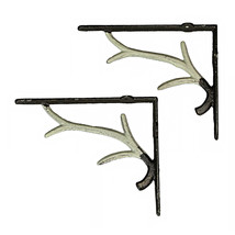 Zeckos Set of 2 Cast Iron Deer Antler Decorative Shelf Brackets - £21.33 GBP+