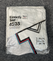 NOS Vtg 70s 80s Kmart Best White V-neck Shirts 3 Pack 65/35 NOS Size L 42-44 Men - £35.83 GBP