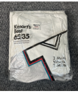 NOS Vtg 70s 80s Kmart Best White V-neck Shirts 3 Pack 65/35 NOS Size L 4... - £37.55 GBP