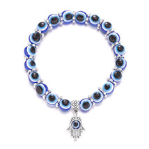 Turkey Blue Elastic Beads Bracelets Butterfly Pendant Bracelet Jewelry for Women - £8.39 GBP