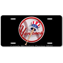 NY Yankees 3D Inspired Art on Black FLAT Aluminum Novelty Auto License Tag Plate - £14.05 GBP