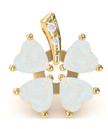 4 Leaf Clover Shamrock Opal Diamond Pendant In 14k Yellow Gold - $682.48 CAD