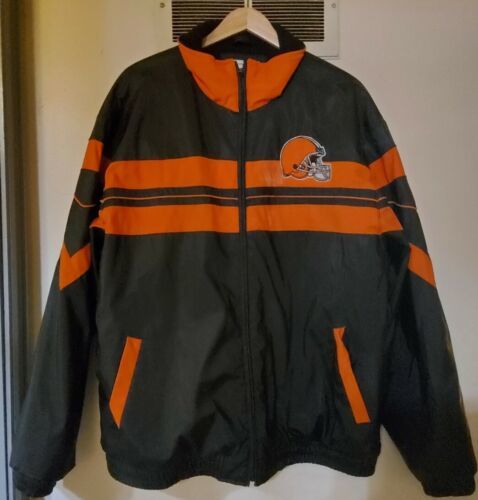 Primary image for Cleveland Browns NFL Zip Up Fleece Lined Nylon Embroidered Jacket Size XL 
