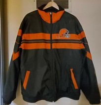 Cleveland Browns NFL Zip Up Fleece Lined Nylon Embroidered Jacket Size XL  - £40.08 GBP