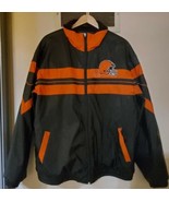 Cleveland Browns NFL Zip Up Fleece Lined Nylon Embroidered Jacket Size XL  - £40.20 GBP