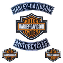 Harley Davidson Classic Orange Logo Sew-on Patch Top Bottom Rocker PATCHES set - £17.63 GBP