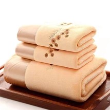 Microfiber Embroidered Towel Set: Includes 2 Face Towels and 1 Bath Towel - £19.66 GBP