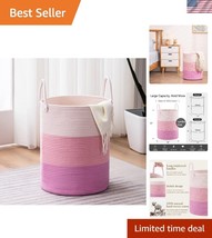 Elegant Pink 58L Tall Laundry Basket - Eco-Friendly Cotton Hamper for Home - $784.64 MXN