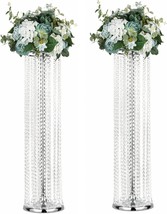 Set Of 2 Luxurious Crystal Flower Stand Wedding Centerpieces On Floor Tall Metal - £61.37 GBP