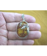 P55-16) 12.4 grams BALTIC AMBER oval .925 Sterling SILVER Leaf design PE... - $178.53 CAD