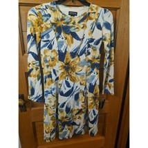 En Focus Dress Size 6 Blue Yellow Floral Fit Flare Knee Length - £19.66 GBP