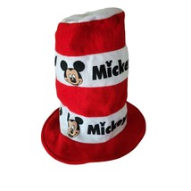 Disney Mickey Mouse Stove Pipe Felt Hat Red White Striped Cat in the Hat... - £30.05 GBP