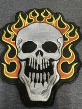 1970s FLAMING SKULL PATCH VINTAGE RETRO BIKER NOS MINT CONDITION! 8”x6.75” - $11.88