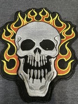 1970s FLAMING SKULL PATCH VINTAGE RETRO BIKER NOS MINT CONDITION! 8”x6.75” - £9.49 GBP