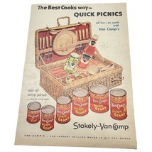 Stokely Van Camp Vtg Print Ad Color 50s Advertising Pork and Beans Picni... - $12.99