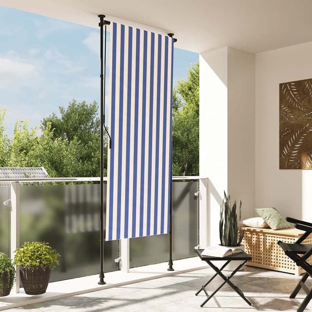 vidaXL Outdoor Roller Blind Blue and white - $131.72