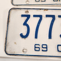 Ohio License Plate Matching Pair White Blue USA Vtg Car Truck 3773 A 1969 - $29.02