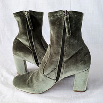 Steve Madden Women Avenue Ankle Boots Shoes Size 8 Olive Velvet Zipper 04430 - $22.49