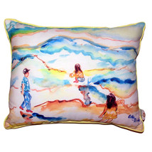 Betsy Drake Playing at the Beach Extra Large Pillow 20 X 24 - £55.38 GBP