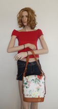 VALENTINA MADE IN ITALY FLORAL SLING BUCKET, SHOULDER LEATHER HOBO NWT - $209.99
