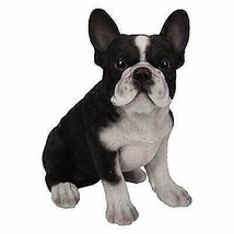 Pacific Giftware PT Realistic Look Statue Black White French Bulldog Puppy Dog - £23.24 GBP