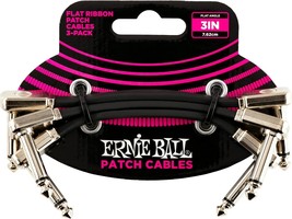 Black, 3-Pack, Ernie Ball Flat Ribbon Patch Cable (P06220). - £27.62 GBP