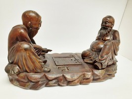 VTG Asian Hand Carved Solid Wood Chinese Mudmen Playing Board Game Large... - $194.98