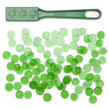 [Pack Of 4] Green Magnetic Bingo Wand with 100 Metallic Bingo Chips - £31.98 GBP