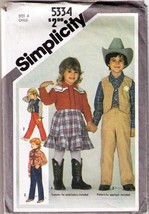 Vintage 1981 Child&#39;s WESTERN WEAR Simplicity Pattern 5334 Size 4 - £9.48 GBP