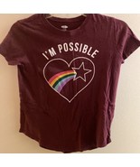 Old Navy Girls T Shirt Size L 10 12 Burgundy I’m Possible Chest 30” - £3.38 GBP
