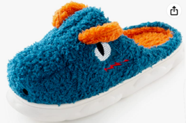 New Kids Dinosaur outdoor slippers Shoes Fuzzy Hard soles blue Size 36-3... - $9.41