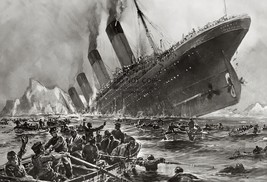 Rms Titanic Sinking Artistic Sketch 1912 Tragedy 13X19 B&amp;W Photo - £14.14 GBP