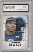 Cam Newton #100 - Graded Rookie (Right Side) - SWG 10 MINT - 2011 Sage Hit Footb - £15.72 GBP