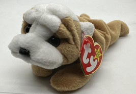 Ty Beanie Baby Wrinkles The Bull Dog 8&quot; With Tags - £8.53 GBP