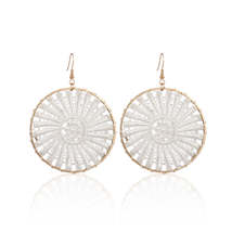 White Polyster &amp; 18K Gold-Plated Botanical Round Drop Earrings - £10.43 GBP