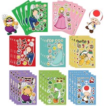 32Piece Mario Make-A-Face Stickers Pack, Make Your Own Stickers Fun Craft Projec - £13.31 GBP